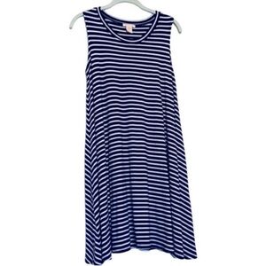 Klozlyne Flowing Sleeveless Shift Dress Stripe Stretch Jersey Blue White Size SP